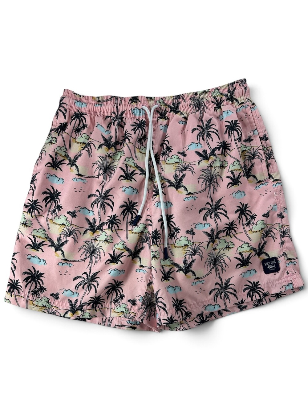 Men's L Pink Tropical-Print Swim Shorts by Spicy Tuna